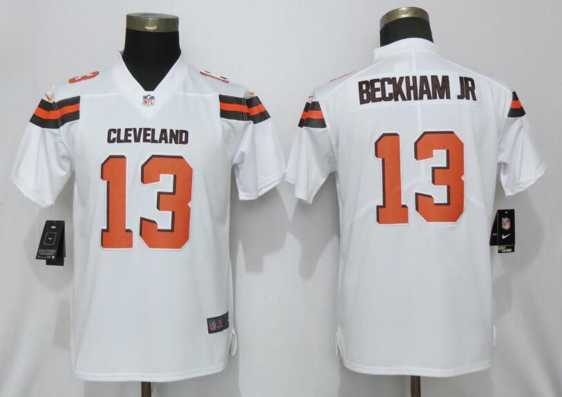 Women Cleveland Browns #13 Beckham jr White Nike Vapor Untouchable Player NFL Jerseys->women nfl jersey->Women Jersey